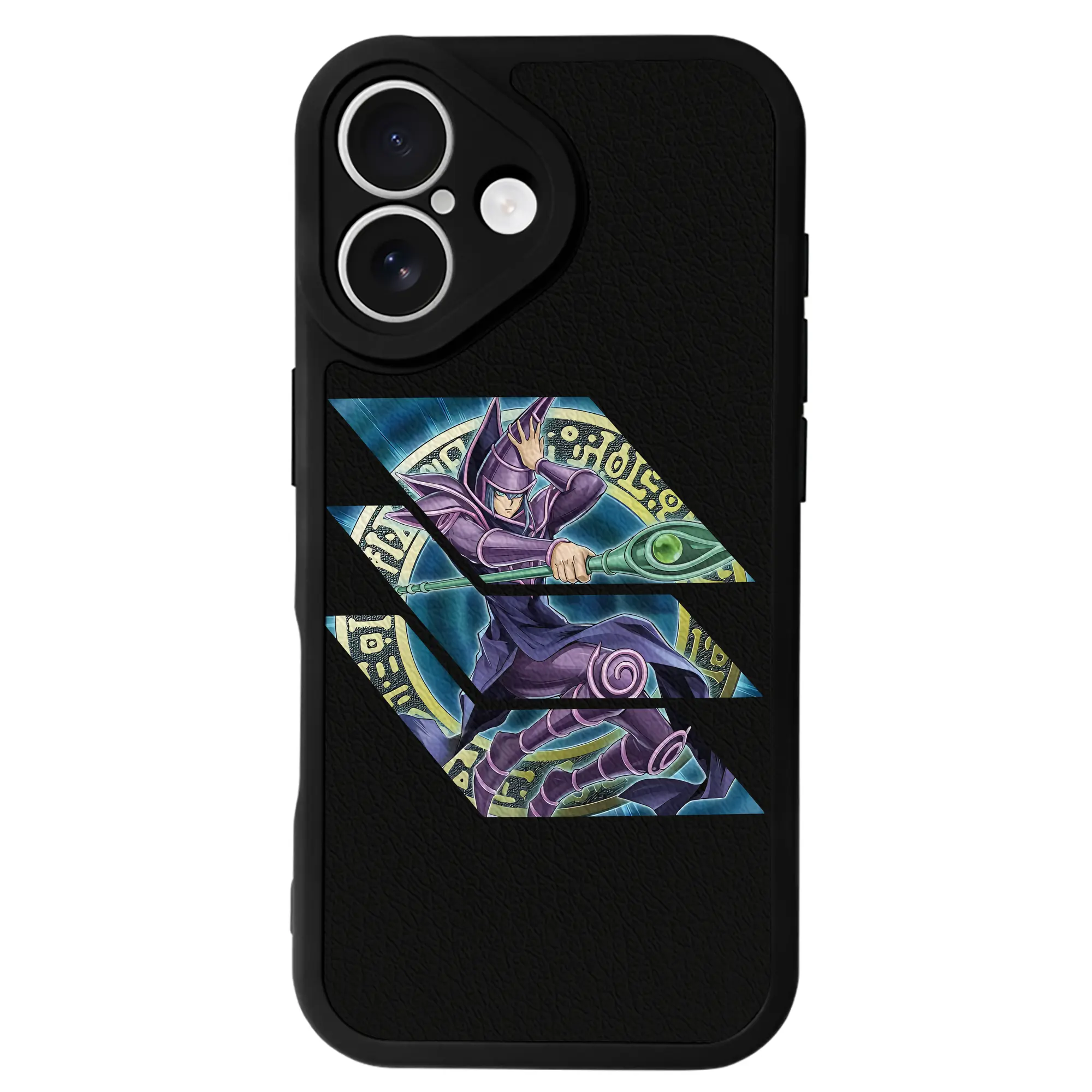 遊☆戯☆王 グッズ,ブラック・マジシャン - IPhone 16シリーズ対応 ・ シリコンスマホケース ・ レザー調 ・ 高精度フィット ・ 耐衝撃 ・ ワイヤレス充電対応 ・ 精密カット